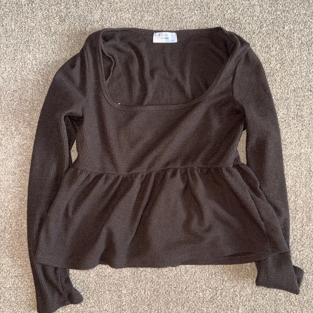 T.J.Maxx Dark Long Sleeve Peplum Top